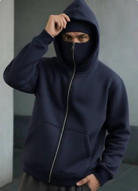 Men's Full Zip Face Cover Hoodie
