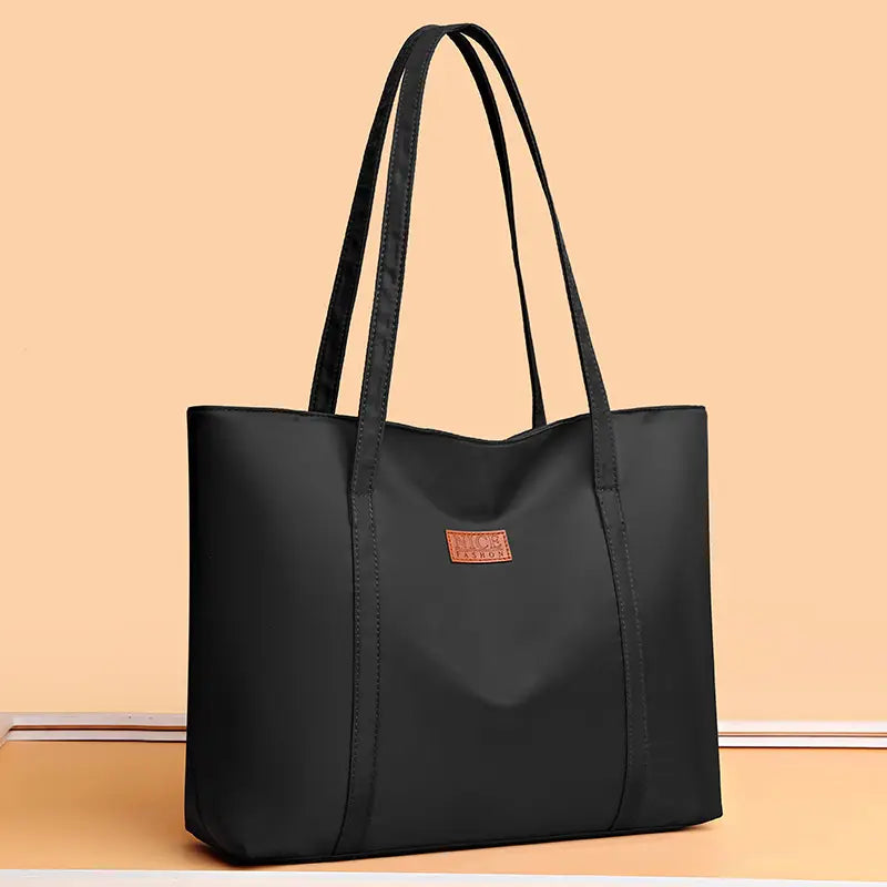 Minimalist Large Capacity Black Tote Bag for Work, Travel & College