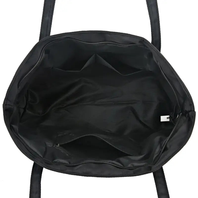 Minimalist Large Capacity Black Tote Bag for Work, Travel & College