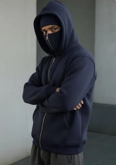 Men's Full Zip Face Cover Hoodie